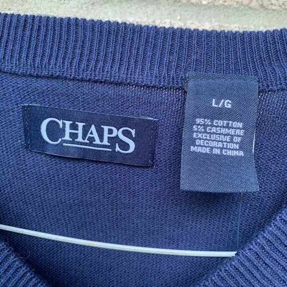NEW Chaps Men’s  Blue Sweater Size Large Red Logo - Picture 3 of 6